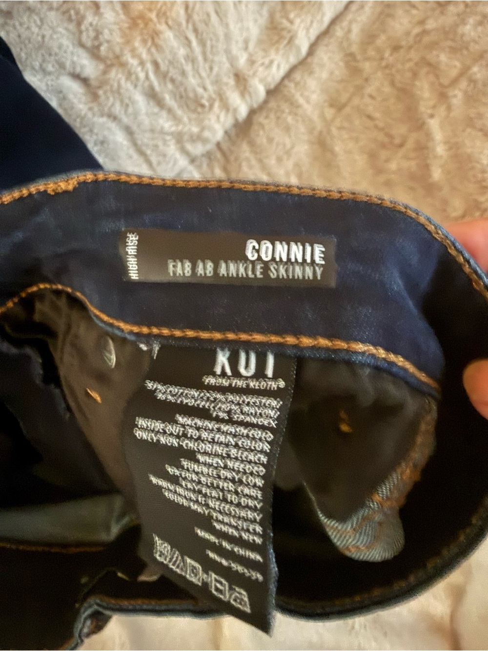 Kut from the Kloth Dark Indigo Skinny Jeans with Back Pocket Distress - Picture 2 of 4